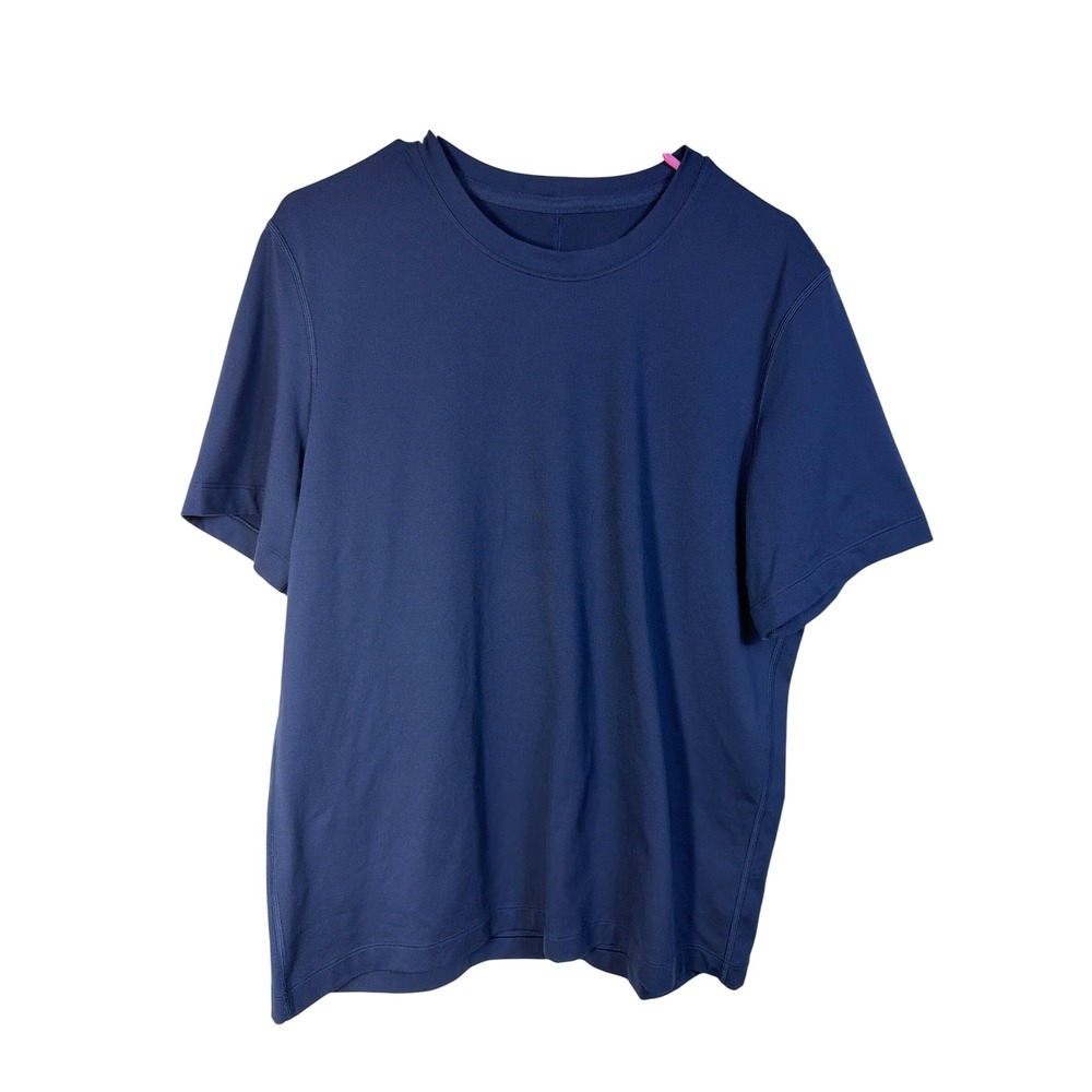 Lululemon Mens Fundamental Short Sleeve Shirt Navy Blue Athletic Tee L